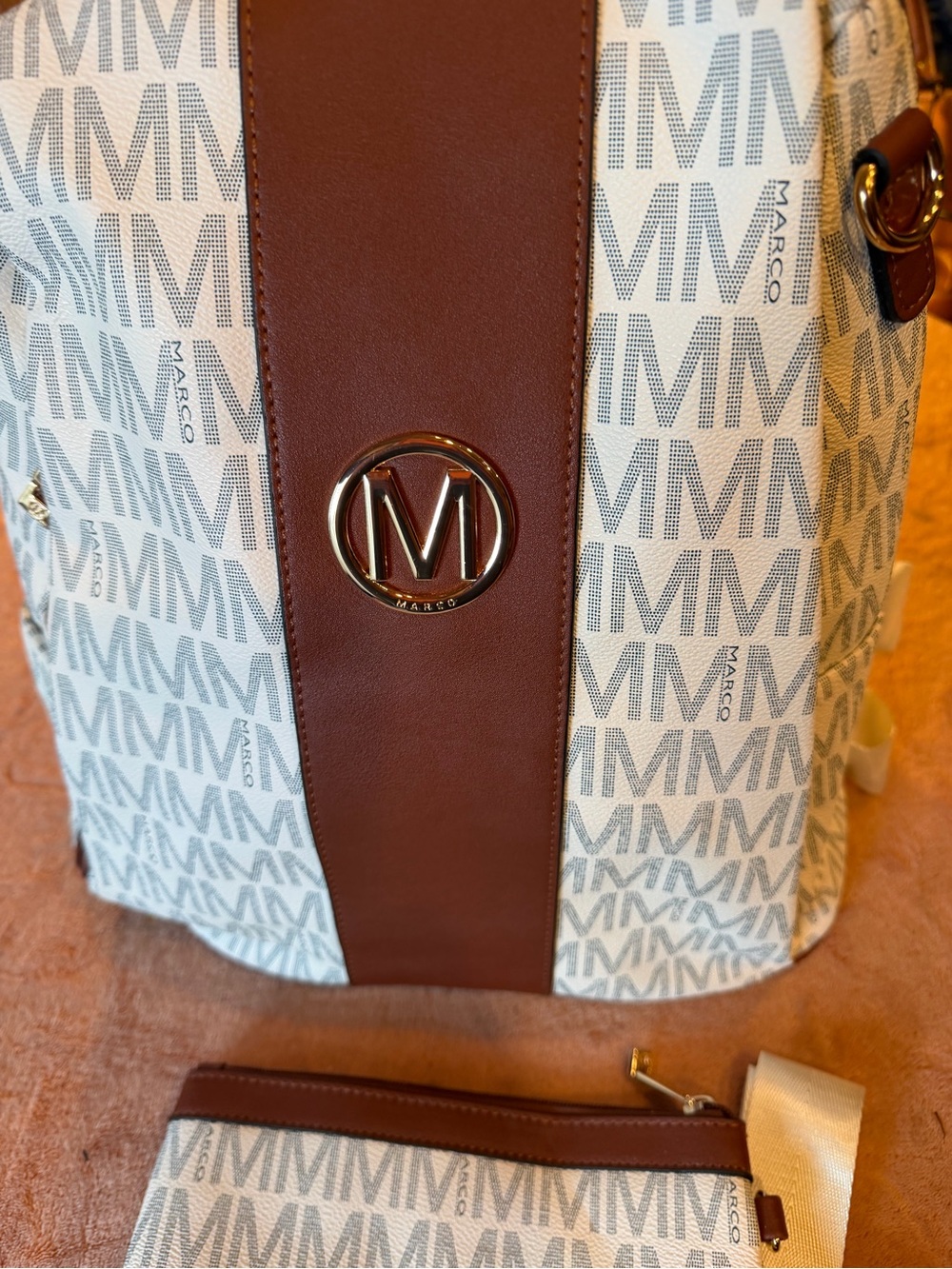 Women’s Monogram Backpack in Cream and Brown